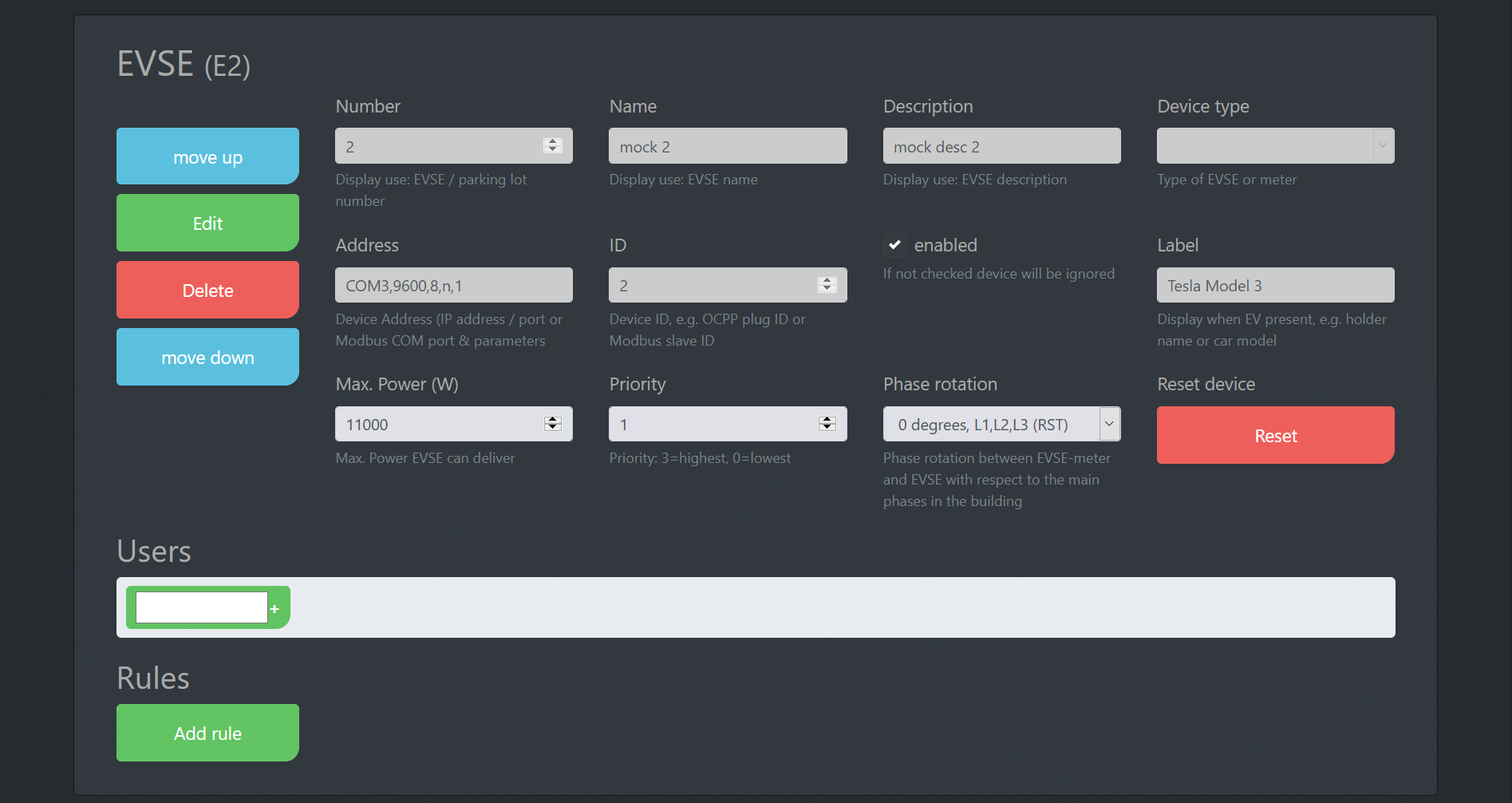 Screenshot #3 Дакументацыя кіраўніка зарадкі cFos - Канфігурацыя