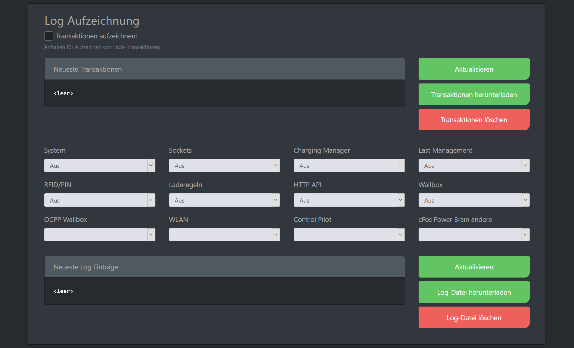 Screenshot #2 cFos Charging Manager Dokumentation - System-Konfiguration