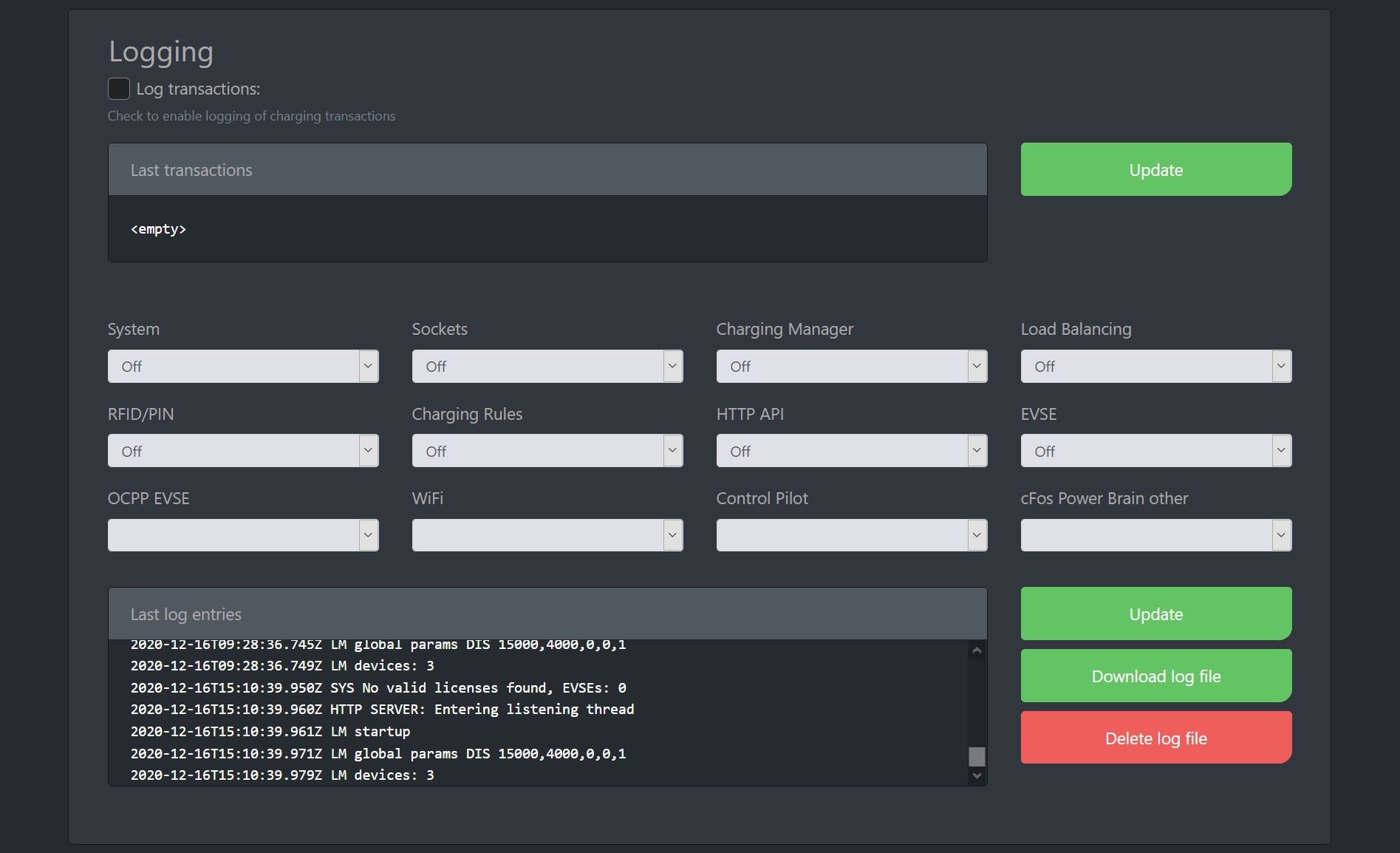 Screenshot #2 مستندات مدیر شارژ cFos - پیکربندی سیستم