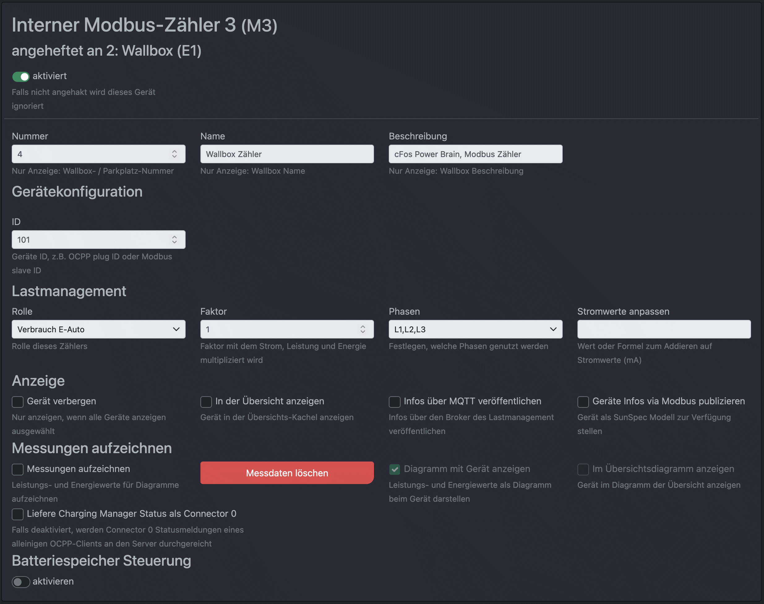 Img Zaslonska slika konfiguracije upravitelja polnjenja cFos