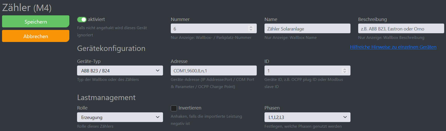 Img Schermafbeelding cFos Charging Manager configuratie