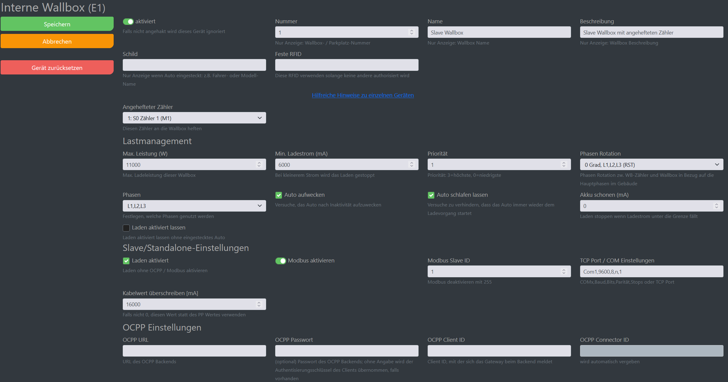 Img Screenshot cFos Charging Manager configuration