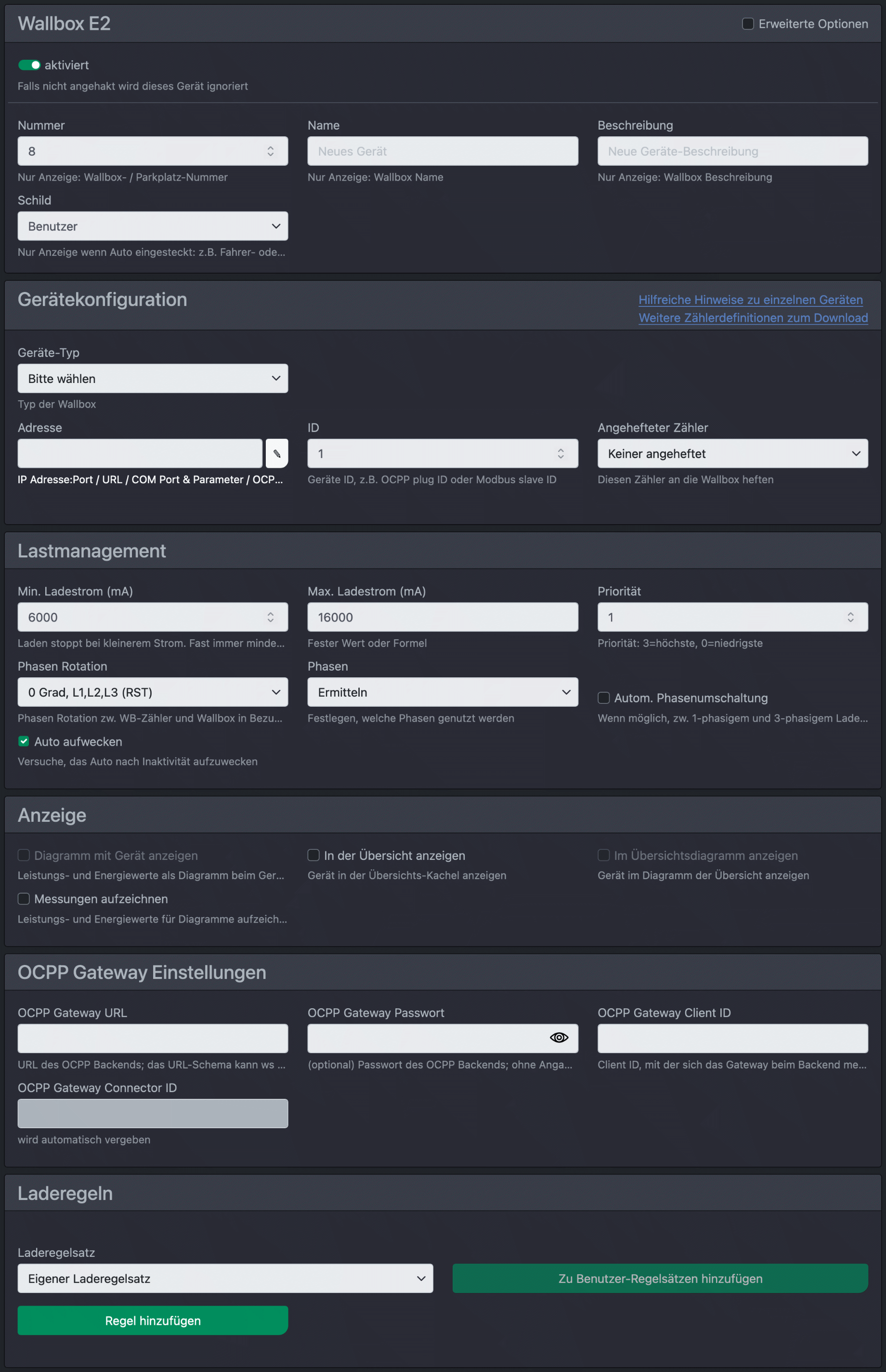 Screenshot Dialog "Wallbox hinzufügen"