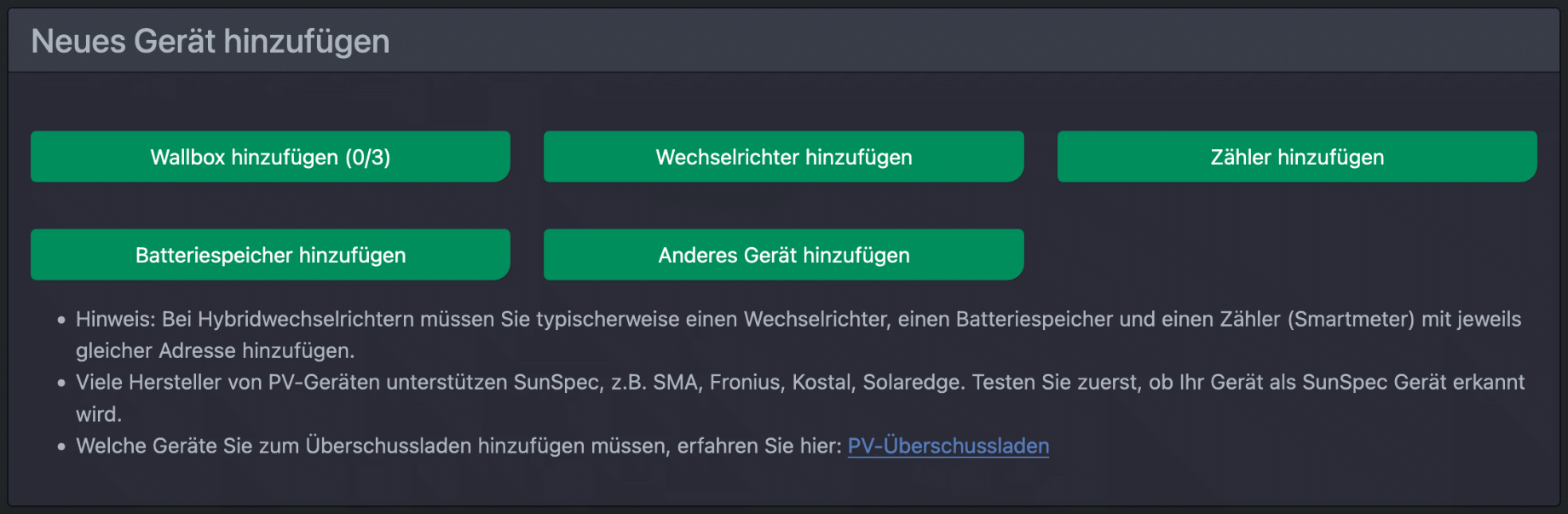 Screenshot Dialog "Neues Gerät hinzufügen"